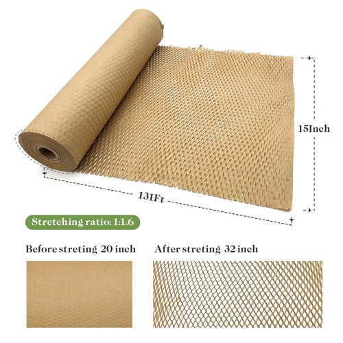 Honeycomb Packing Paper - 15" x 131' Eco-Friendly Cushioning Wrap for Moving & Shipping Supplies