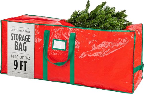 Handy Laundry Christmas Tree Storage Bag - Heavy Duty Waterproof Tarp for 9 Foot Tree | Red with Reinforced Handles & Double Zipper