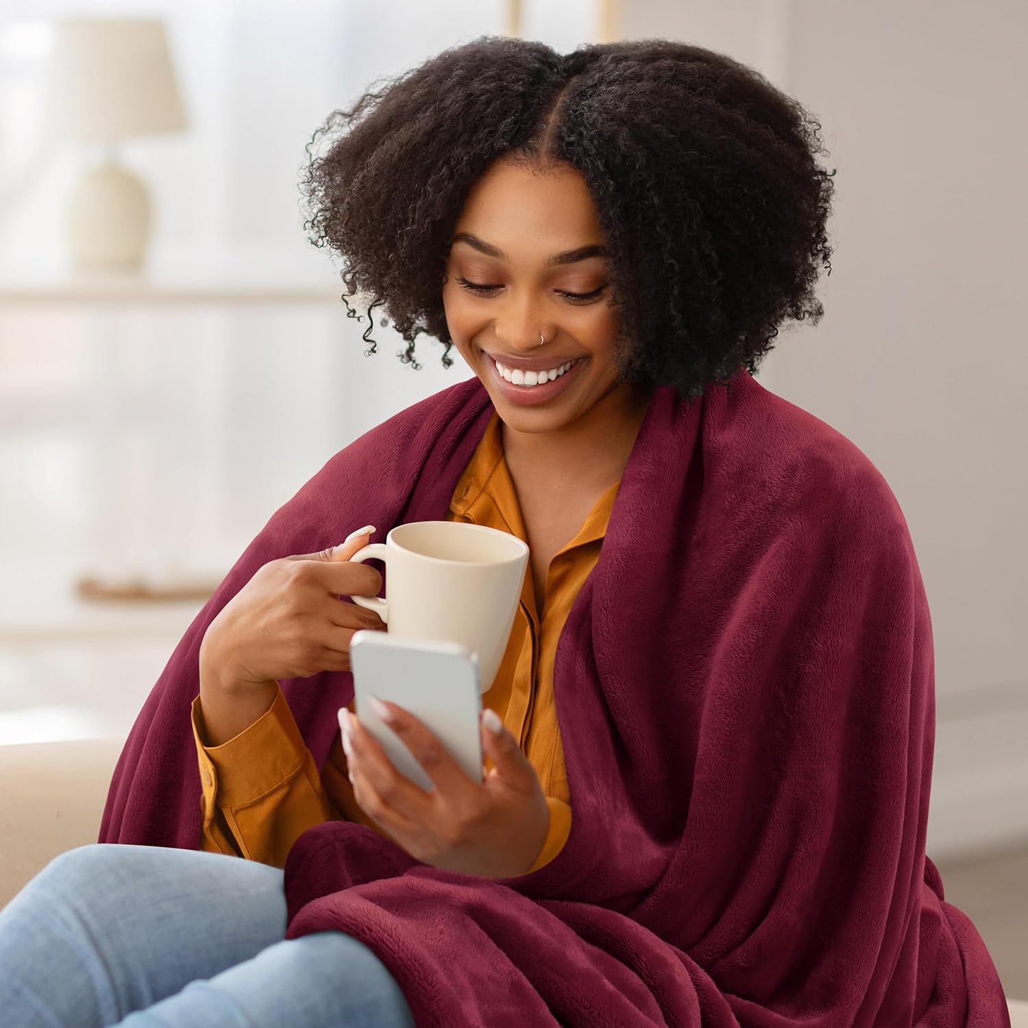 Utopia Bedding Fleece Blanket - Luxury Soft Microfiber | Queen Size Burgundy 300GSM (90x90 Inch)