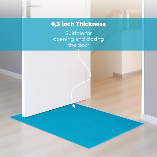 Cotton Paradise Non-Slip Bath Mat - 100% Cotton, Soft & Absorbent, 17x24 Inch, Aqua Blue