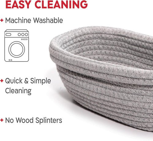 KneadAce Bread Proofing Basket Set - Oval & Round Cotton Rope Baskets with Liners for Artisan Baking