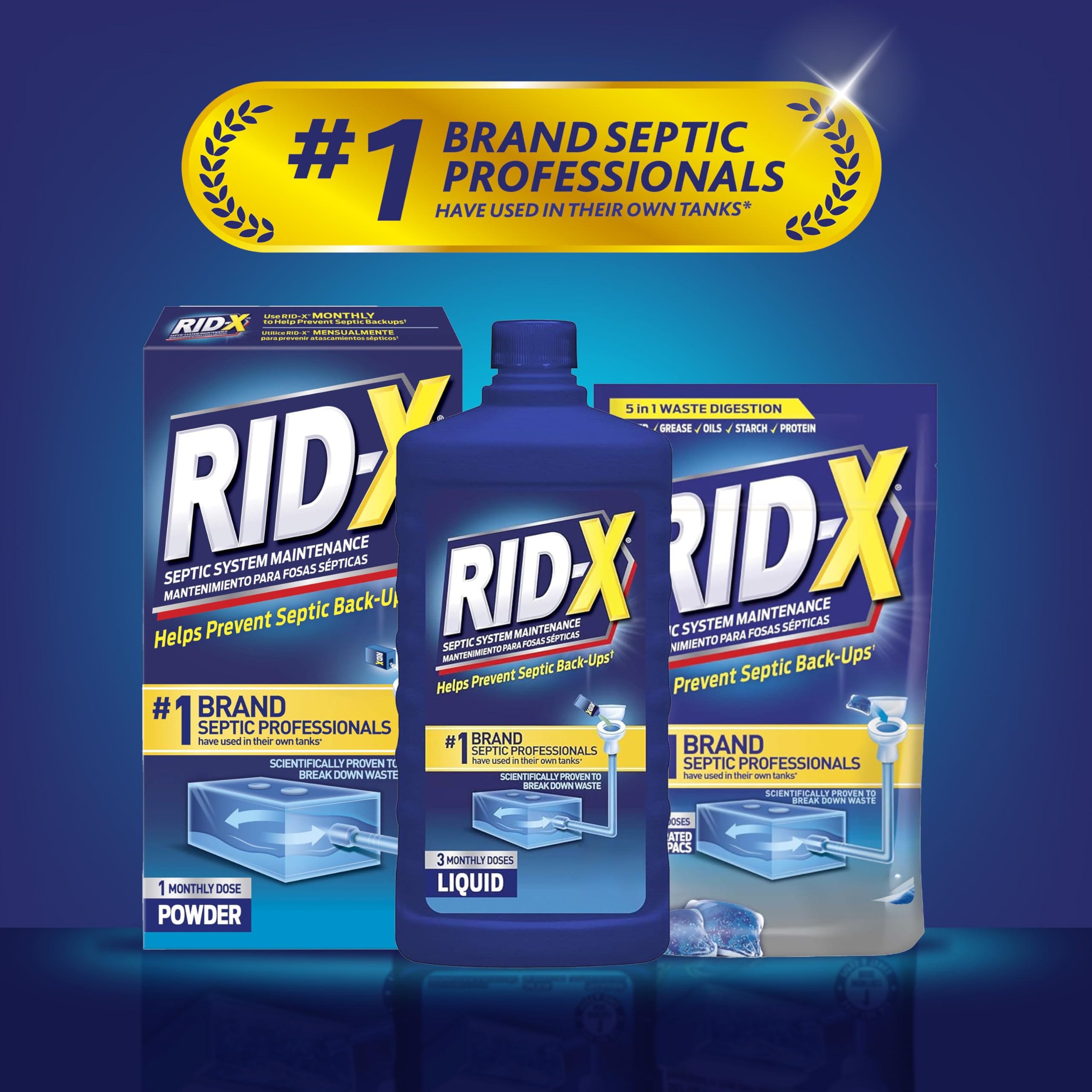 RID-X Septic Tank Treatment Pods – 3 Month Supply, Dual Action Enzymes and Bacteria to Break Down Waste & Prevent Backups