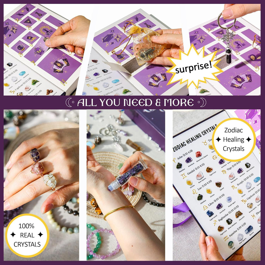 MYDAYS&DESIGN 2026 Crystal Advent Calendar - 12 Days of Zodiac Healing Crystals & Gemstones Gift Box for Women, Teens & Girls