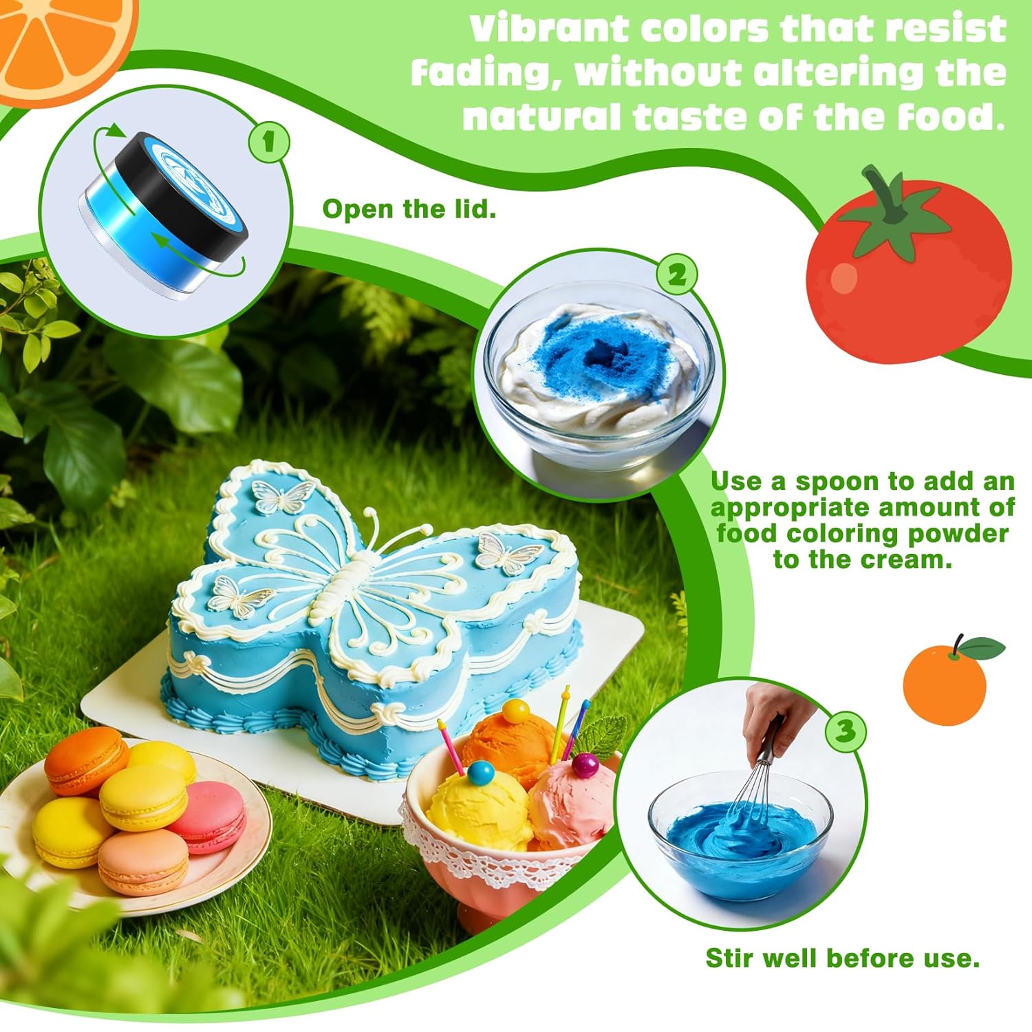 Natural Food Coloring Powder | 10 Plant-Based Colors - Dye-Free, No Artificial Dyes for Baking & Decorating