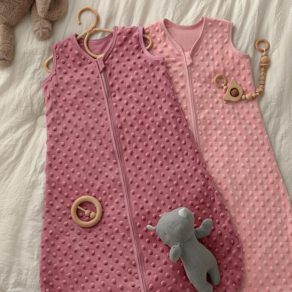 Yoofoss Baby Sleep Sack - Fleece Wearable Blanket for 6-12 Months | Plush Dots, 2-Way Zipper, TOG 1.5