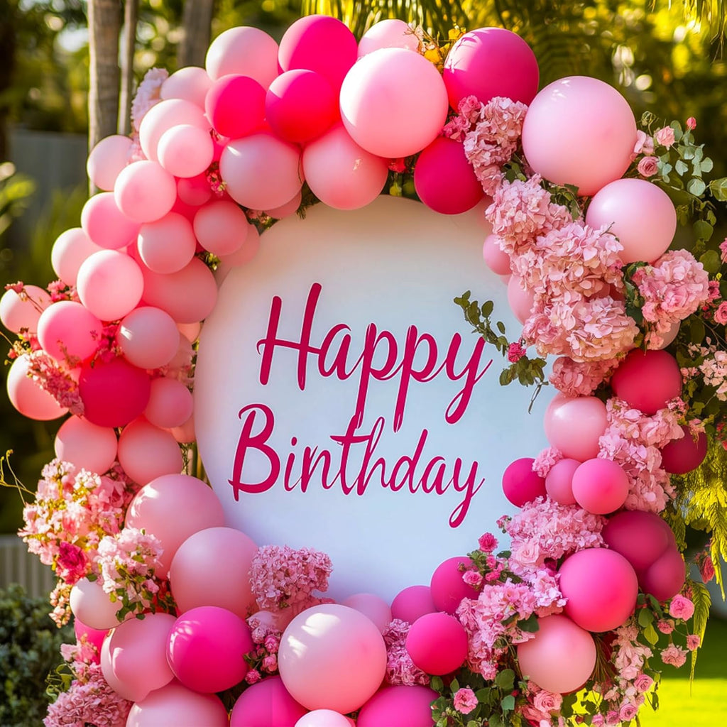RUBFAC Hot Pink Balloon Arch Kit - 129pcs Latex Balloons in Various Sizes for Birthday & Wedding Decor