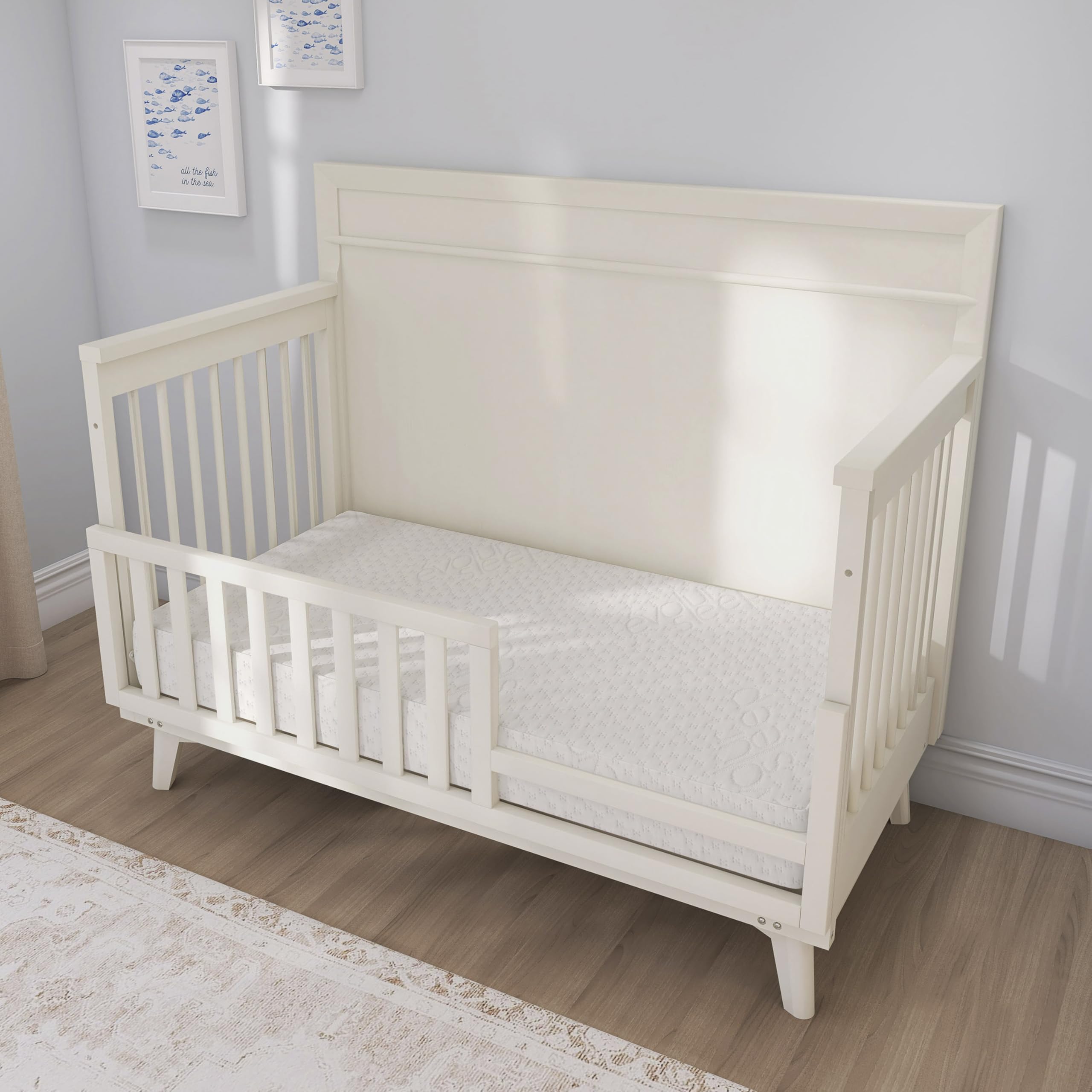 Evolur Comfort Balance Plus Supreme 260 Coil Inner Spring Crib & Toddler Mattress, Waterproof, Green Guard Gold Certified, Removable Cover, White, Crib