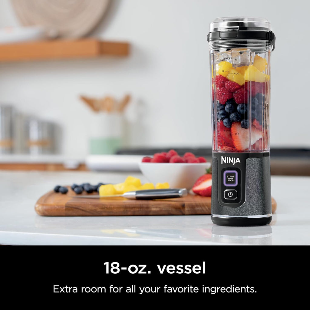Ninja Blast Portable Blender - Cordless 18oz Personal Blender for Smoothies & Shakes | BPA Free, Leakproof, USB-C Rechargeable - Navy/Silver