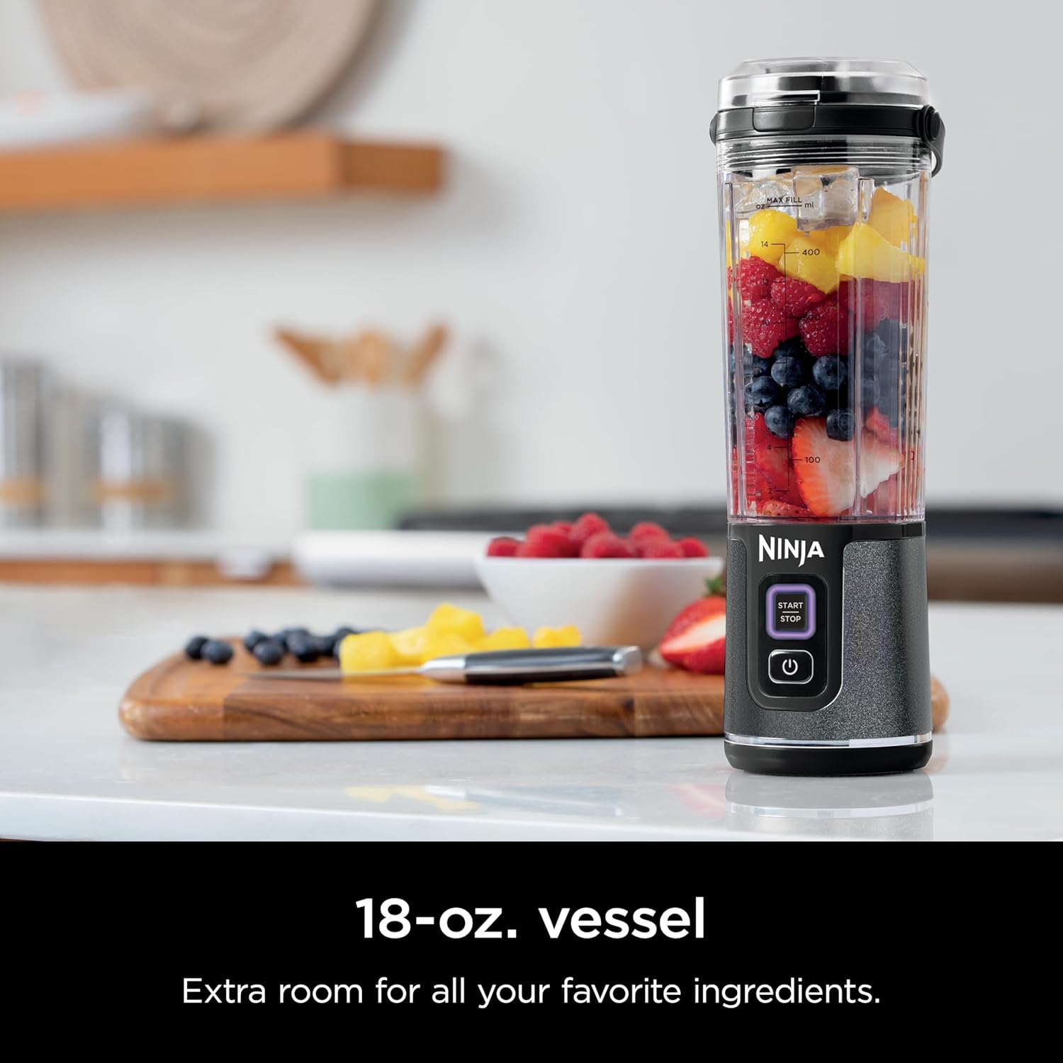 Ninja Blast Portable Blender - Cordless 18oz Personal Blender for Smoothies & Shakes | BPA Free, Leakproof, USB-C Rechargeable - Navy/Silver