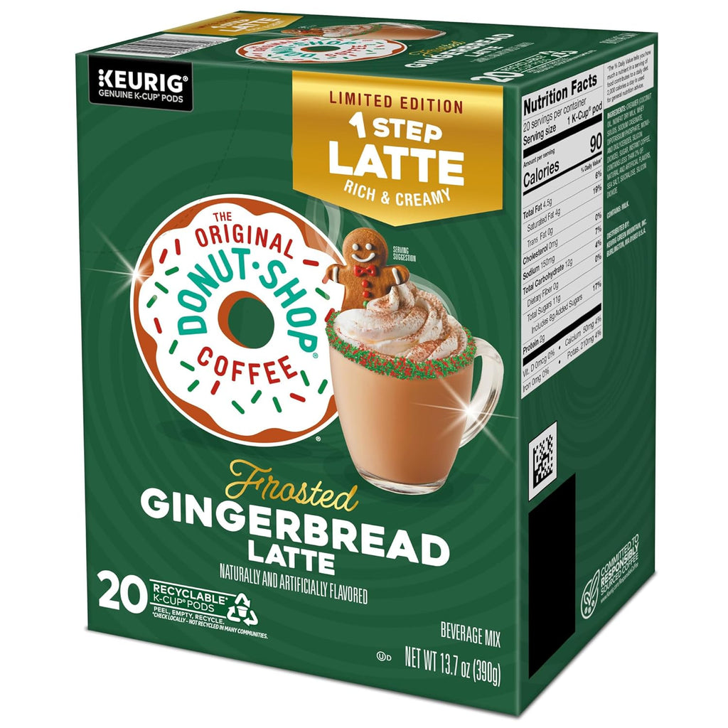 Original Donut Shop | One Step Latte K-Cup Pods - Frosted Gingerbread Flavor, 20 Count