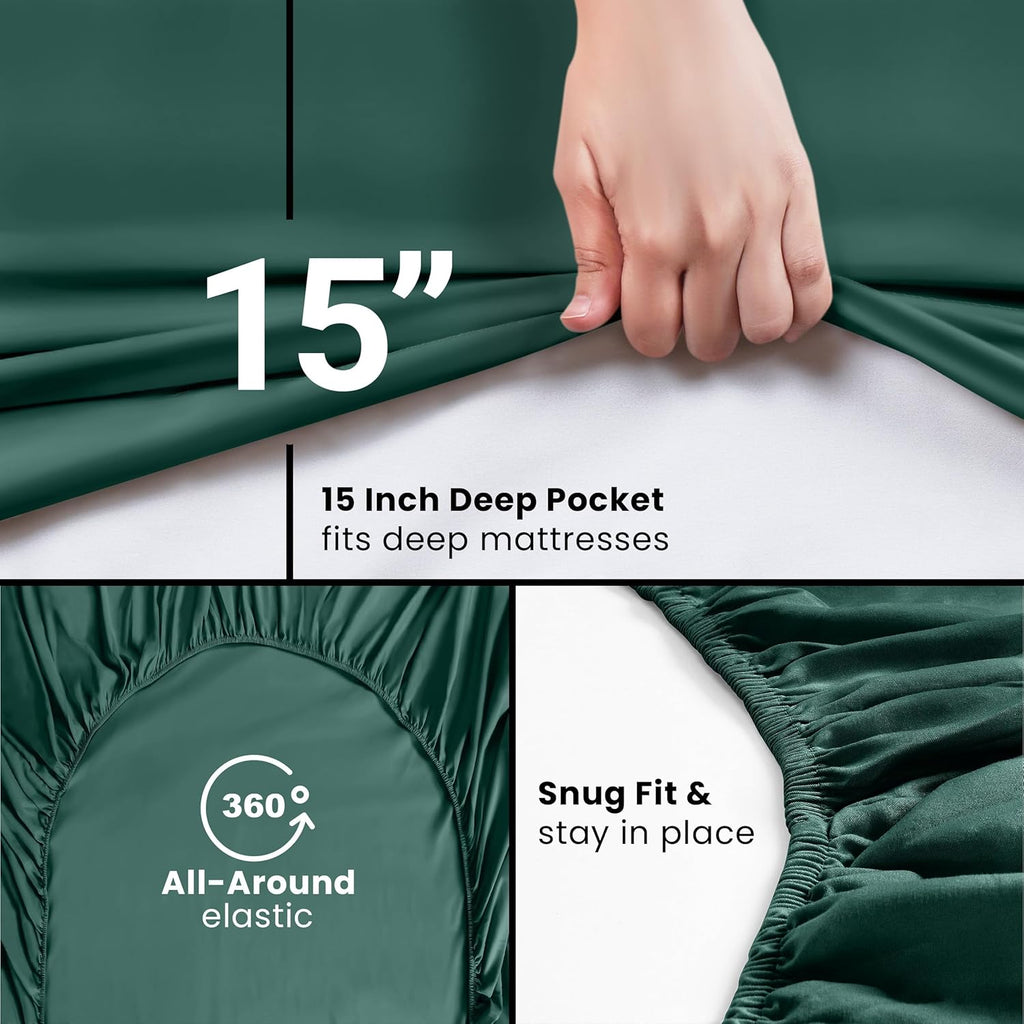 Utopia Bedding King Fitted Sheet - Deep Pocket Soft Microfiber - Fade & Shrinkage Resistant - Emerald