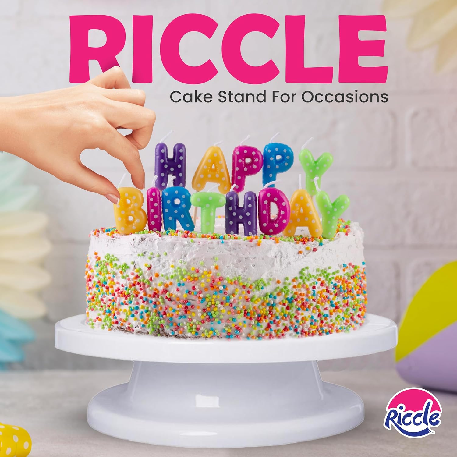 Riccle Cake Decorating Kit - 88 Pcs with Turntable, 50 Disposable Piping Bags, 24 Tips & More