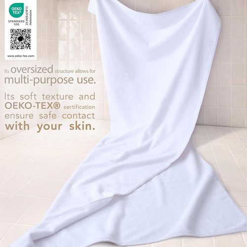 Cotton Paradise 100% Cotton Oversized Bath Sheet - Extra Large 40x80 White Turkish Towel