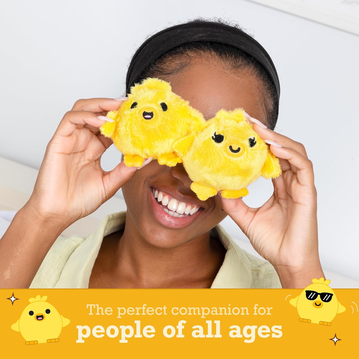 Relatable Emotional Support Chickies | Cuddly Plush Stuffed Animals - Set of 5 with Carrying Basket