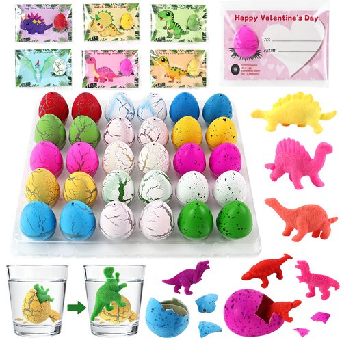 Motiloo 30 Pcs Valentines Day Gifts for Kids School with Dinosaur Egg Hatching Card Bulk - Funny Dino Egg Valentine Classroom School Exchange Cards for Boys Girls Party Favors