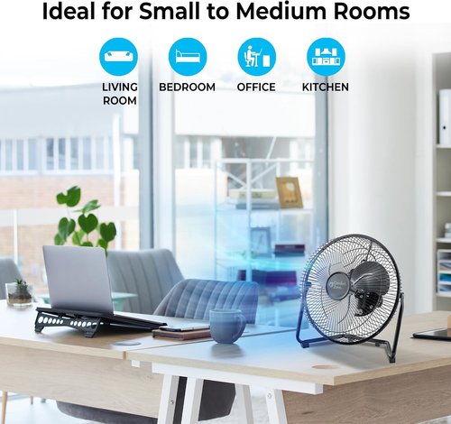 Comfort Zone High-Velocity Desk Fan - 9-Inch All-Metal Turbo Air Circulator | Quiet 3-Speed with 180° Tilt