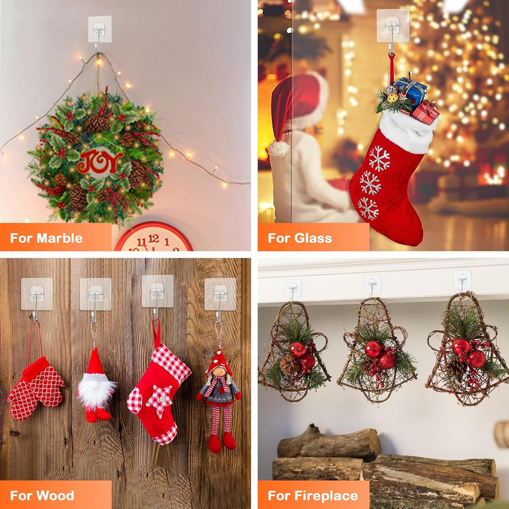 Skiennix Large Clear Wreath Door Hanger - 60lb Over-The-Door Hooks for Holiday Decorations
