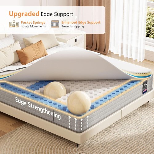 King Size Mattress - 14-Inch Medium Firm Hybrid with Cooling Gel Memory Foam | Motion Isolation & Pressure Relief