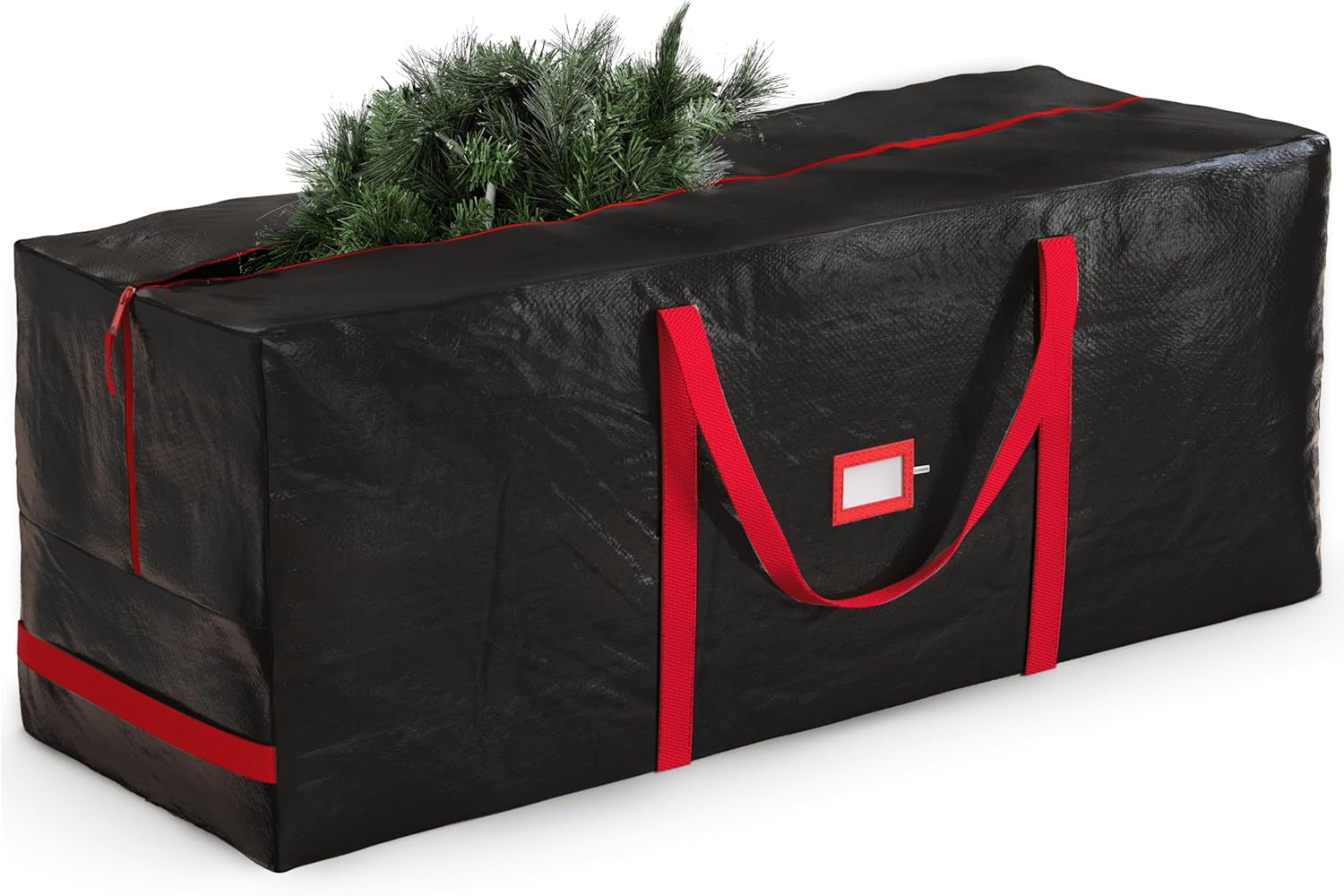 Zober Christmas Tree Storage Bag - Waterproof Protection for 7.5 Ft Trees - Durable Handles & Label Slot - Black
