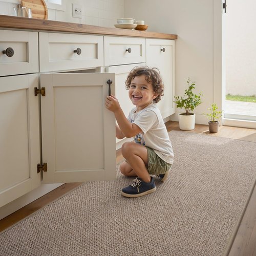 RESARE Kitchen Rugs, Non Slip Kitchen Mats for Floor, Absorbent Quick Dry Washable Kitchen Mats in Front of Sink, Hallway, Laundry, Kitchen Runner Rug(Beige, 17"x 70")