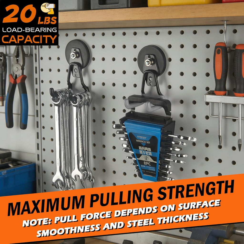 ULIBERMAGNET Heavy-Duty Magnetic Hooks - 4 Pack Strong Magnet Hooks for Tools & Garage Storage (Gray)
