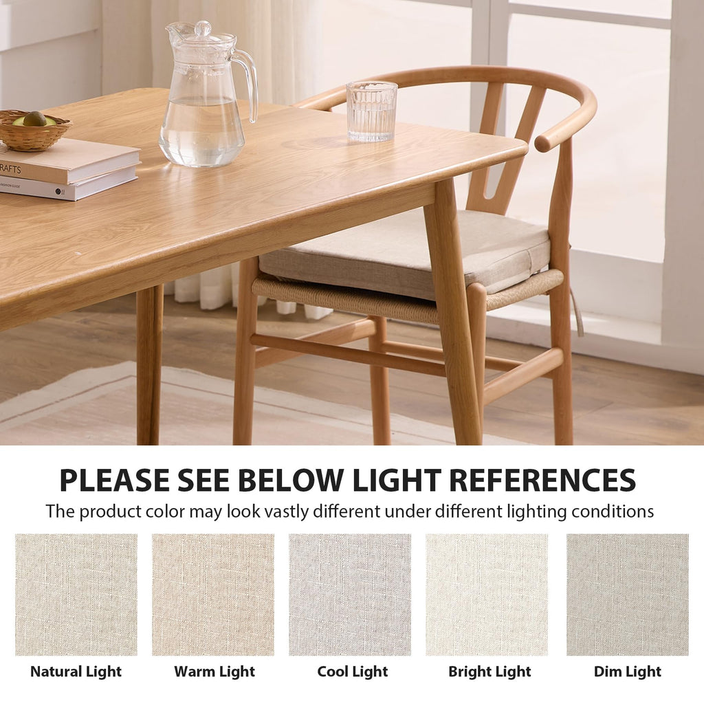Ruqmuis Chair Cushions for Dining Chairs, 2" Thick Seat Cushions for Kitchen Chairs, D-Shaped Chair Pads with Washable Cover, Ties and Non Slip Backing, 17'' x 16'', Set of 6, Beige