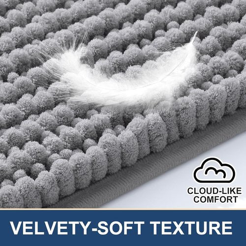 Arotive Bathroom Rugs - Extra Soft Shaggy Chenille Bath Mats | 32x20, Machine Washable, Grey