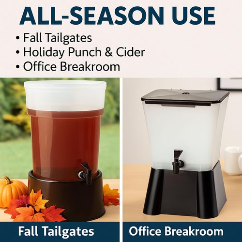 Carlisle FoodService Products Round Beverage Dispenser, Durable Drink Dispenser with Spigot and Sturdy Base for Catering, Events, and Parties, Plastic, 5 Gallons, Black