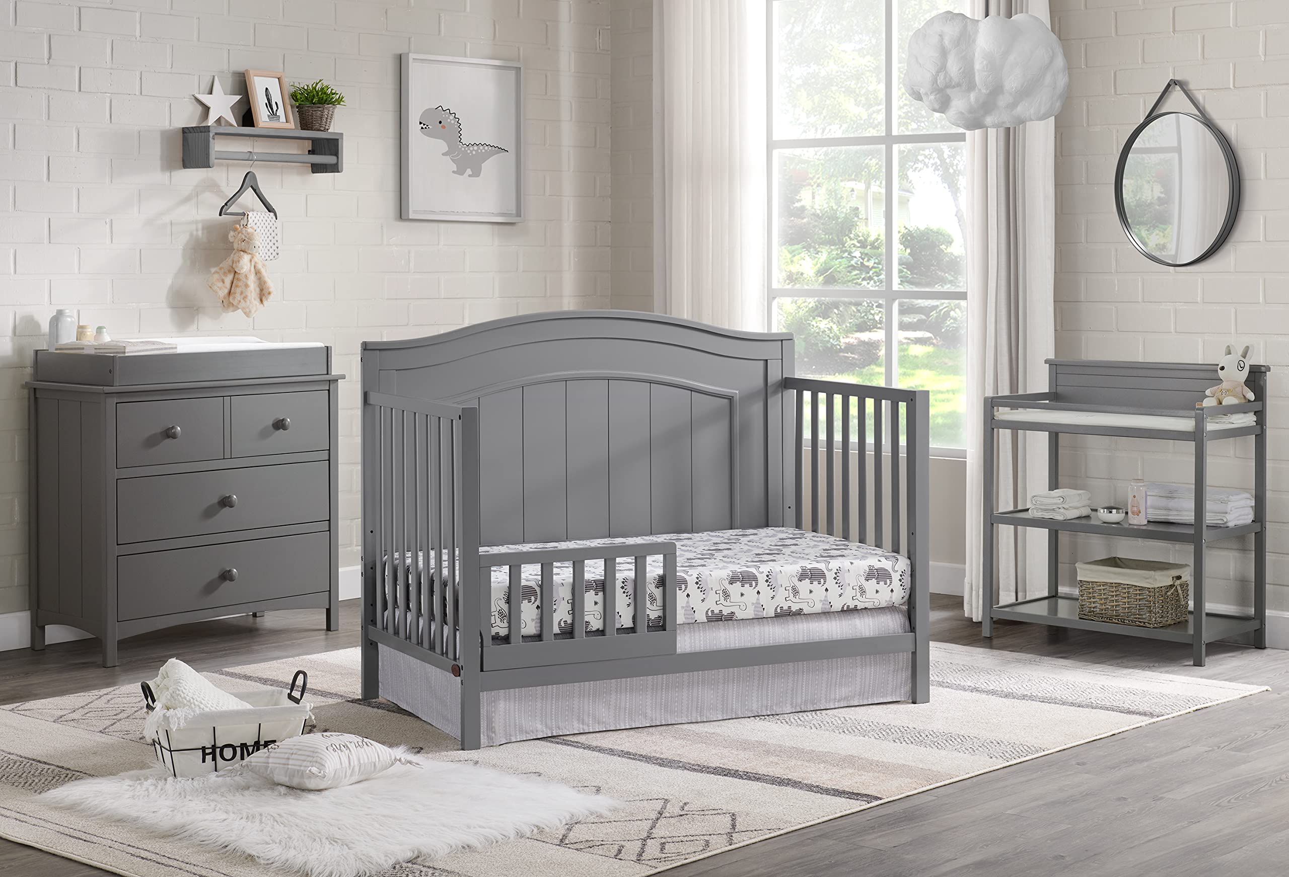 Oxford Baby Nolan/North Bay Crib to Toddler Bed Guard Rail Conversion Kit, Dove Gray, GreenGuard Gold Certified