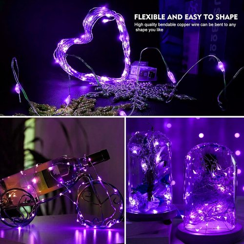 AIKEI 24 Pack LED Fairy Lights - Waterproof 7 Feet String Lights for Wedding, Party & Garden - Purple
