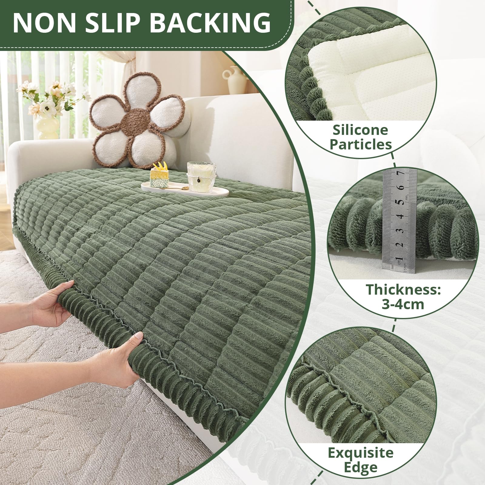 OstepDecor Washable Couch Cover for Dogs, Thick Pet Friendly Sofa Covers, Soft Couch Protector, Paw Cart Sofa Slipcovers, Cushion Protector for Leather, Sectional, Loveseat (27.6" x 59", Green)