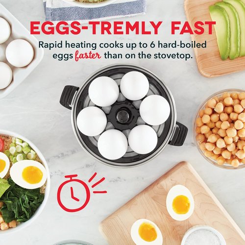 Dash Rapid Egg Cooker | 7-Egg Capacity Boiler, Poacher & Steamer - Dishwasher Safe, Includes Recipe Guide - Black