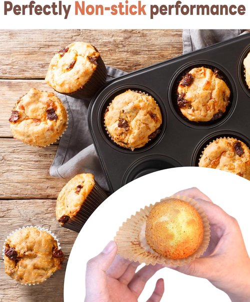 Bake Choice Non-Stick Cupcake Liners - 200 Pcs Food-Grade Greaseproof Baking Wrappers