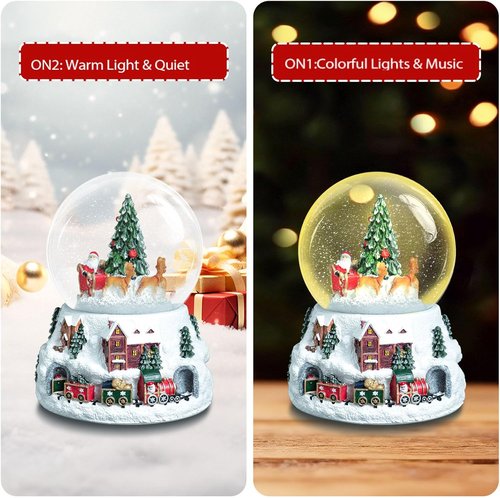 Christmas Snow Globe - LED Light & Musical Snowflakes | 5.9 Inch Santa Claus & Christmas Tree Decoration