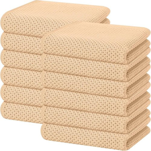 Homaxy 100% Cotton Dish Towels - Ultra Soft, Absorbent & Quick Drying | 13 x 28 Inches, 12-Pack, Apricot