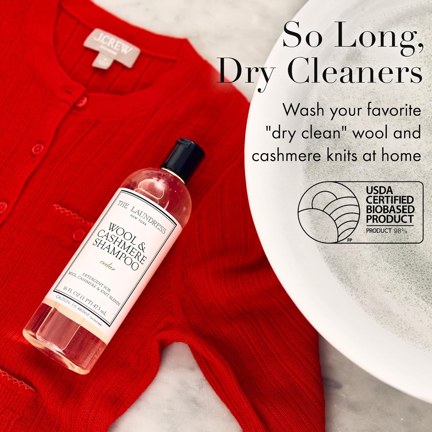The Laundress Wool & Cashmere Shampoo - Concentrated Liquid Detergent for Delicate Fabrics | Cedar Scent, 31 Loads