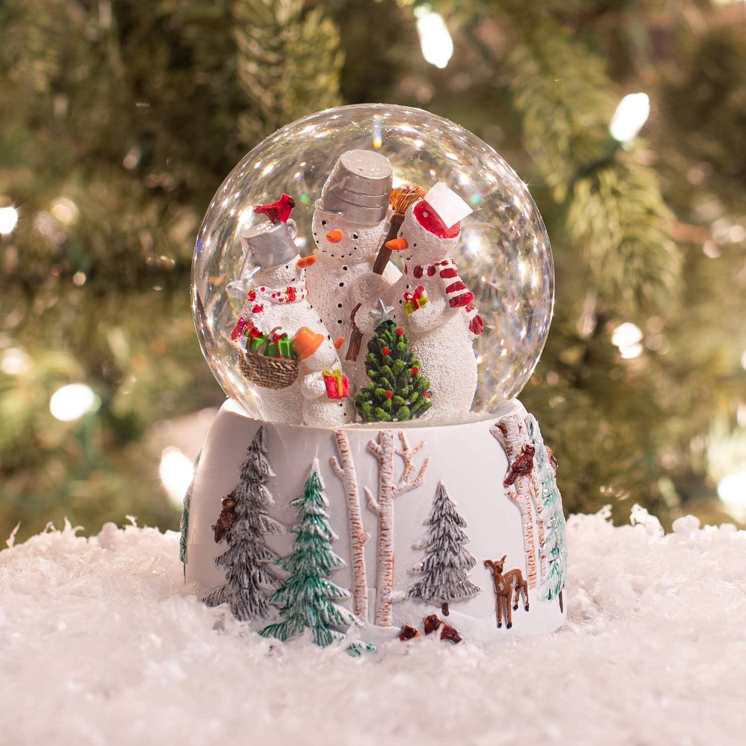 Roman Snowman Family Glitterdome - 5.75" Wind-Up Musical Snow Globe | Holiday Decor