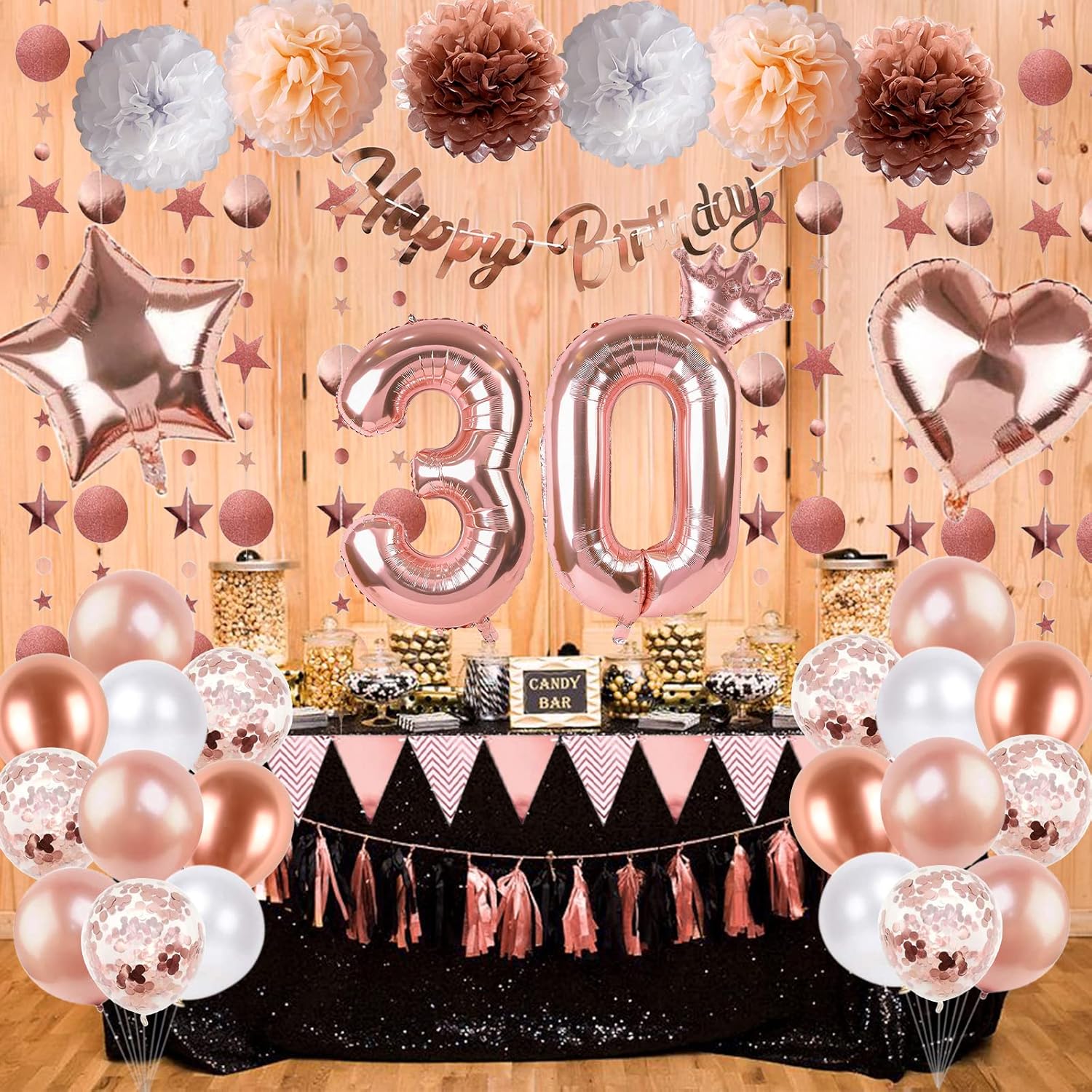 Regine Switzerland 30th Birthday Decorations - Rose Gold Foil Balloons & Banner | Perfect for 30-Year-Old Celebration