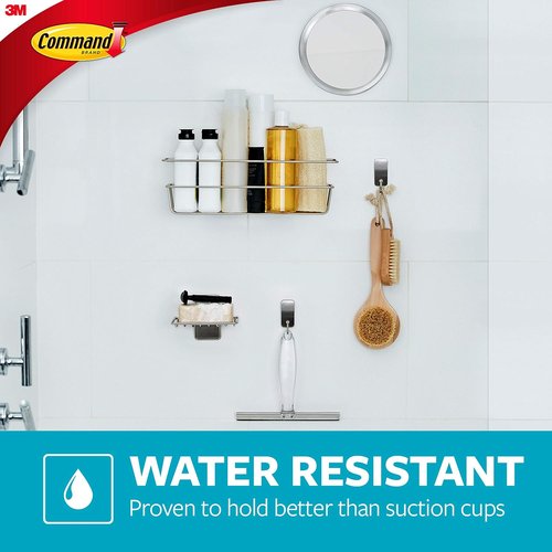 Command | Heavy-Duty Shower Caddy - Satin Nickel Finish with Damage-Free Strips & Prep Wipes