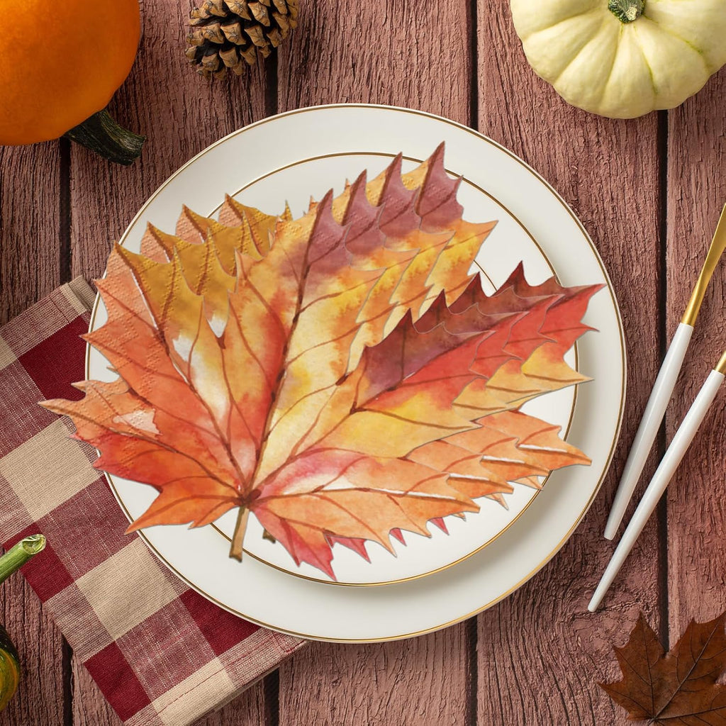 Regine Switzerland 40-Piece Fall Leaves Napkin Set - Perfect for Thanksgiving Decor & Autumn Gatherings