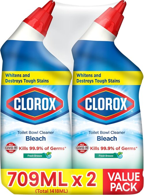Clorox Toilet Bowl Cleaner - Fresh Scent, 24 Fl Oz - Powerful Stain Removal & Disinfection