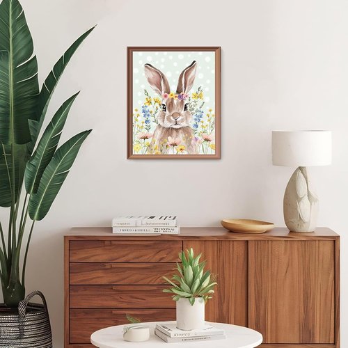 LARTSFRO Easter Decor - Bunny Egg Wall Art Prints | Happy Easter Nursery Decor, 10x8 Inch Set of 4 Unframed