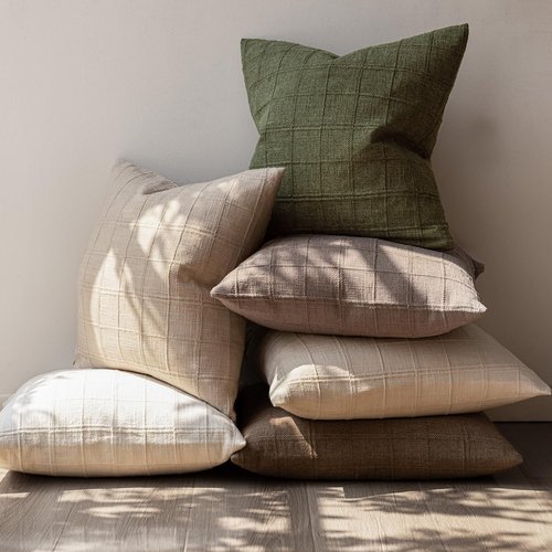 Foindtower Set of 1 Decorative Linen Check Throw Pillow Cover Neutral Farmhouse Lumbar Cushion Cover Modern Boho Home Decor for Sofa Chair Couch Bedroom Living Room,12×20 Inch,Olive Green