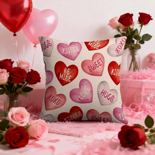 Sivirary Valentines Pillow Covers 18x18 Inch Set of 2 Pink Red Heart Valentine's Day Holiday Decorative Throw Pillowcases Anniversary Outdoor Farmhouse Cushion Cases Decor for Sofa Couch Bed