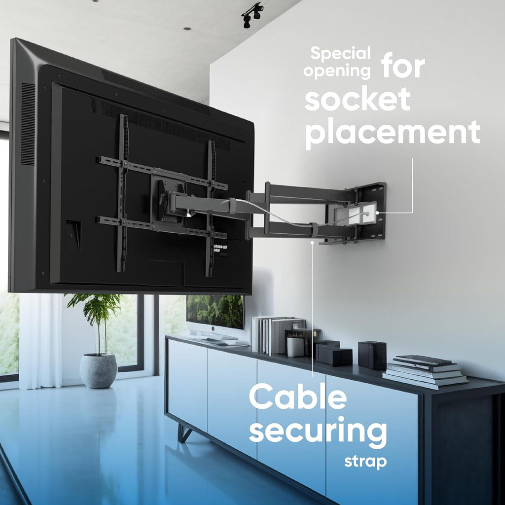 ONKRON Full Motion TV Wall Mount - Heavy Duty for 42-110 Inch TVs | Swivel, Tilt, Long Reach, Max VESA 800x600, Black