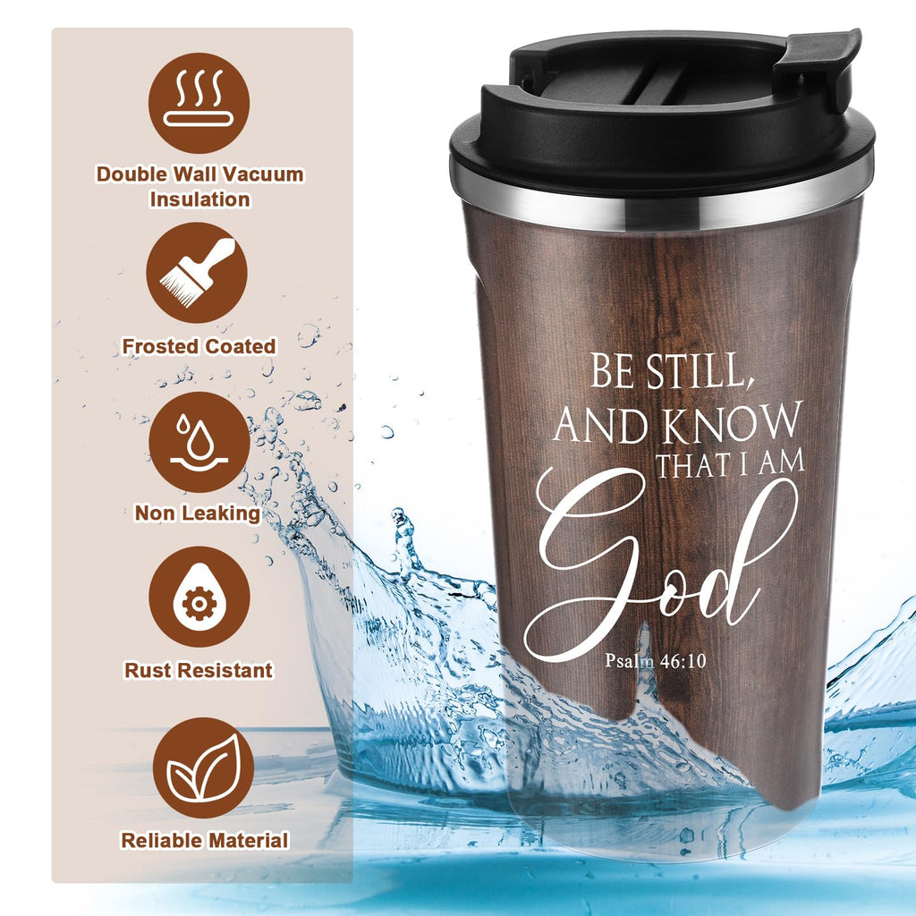 Meanplan 10 Set Christian Fathers Day Church Gifts Bible Verse Tumbler Bulk 17oz Coffee Cup Religious Jesus Tumbler Inspirational Mug for Men Women Teacher (Wood Grain, Bible Theme)