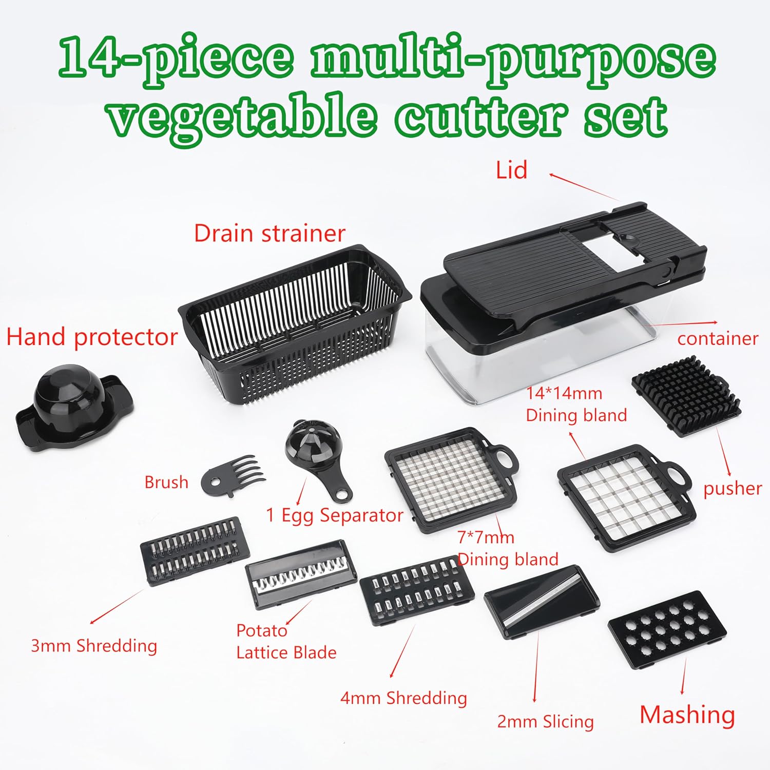 Skiennix Vegetable Chopper 14-in-1 - Multifunctional Stainless Steel Onion Dicer & Mandoline Slicer Set