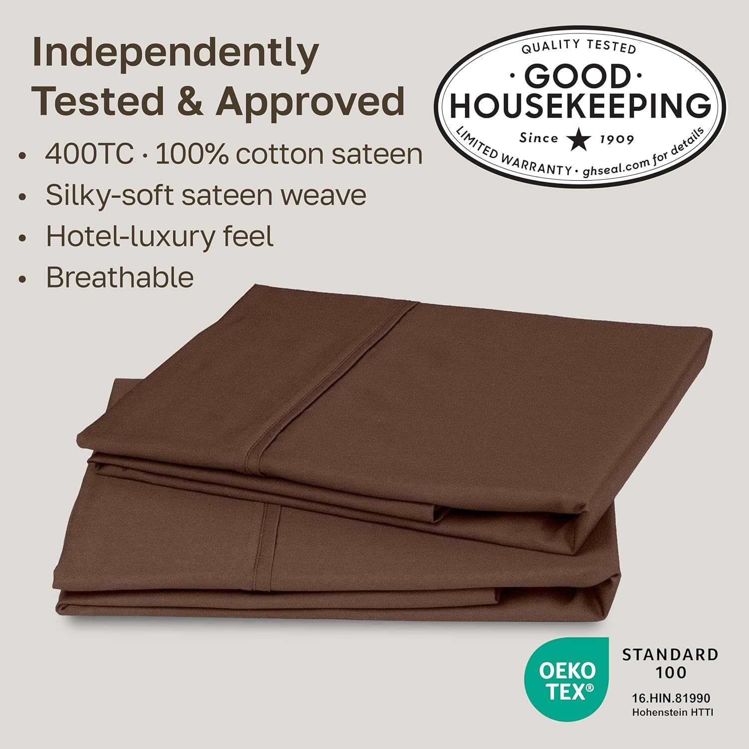 California Design Den Cotton King Pillowcase Set - 400 Thread Count, 100% Soft Cotton - Espresso Brown, Set of 2