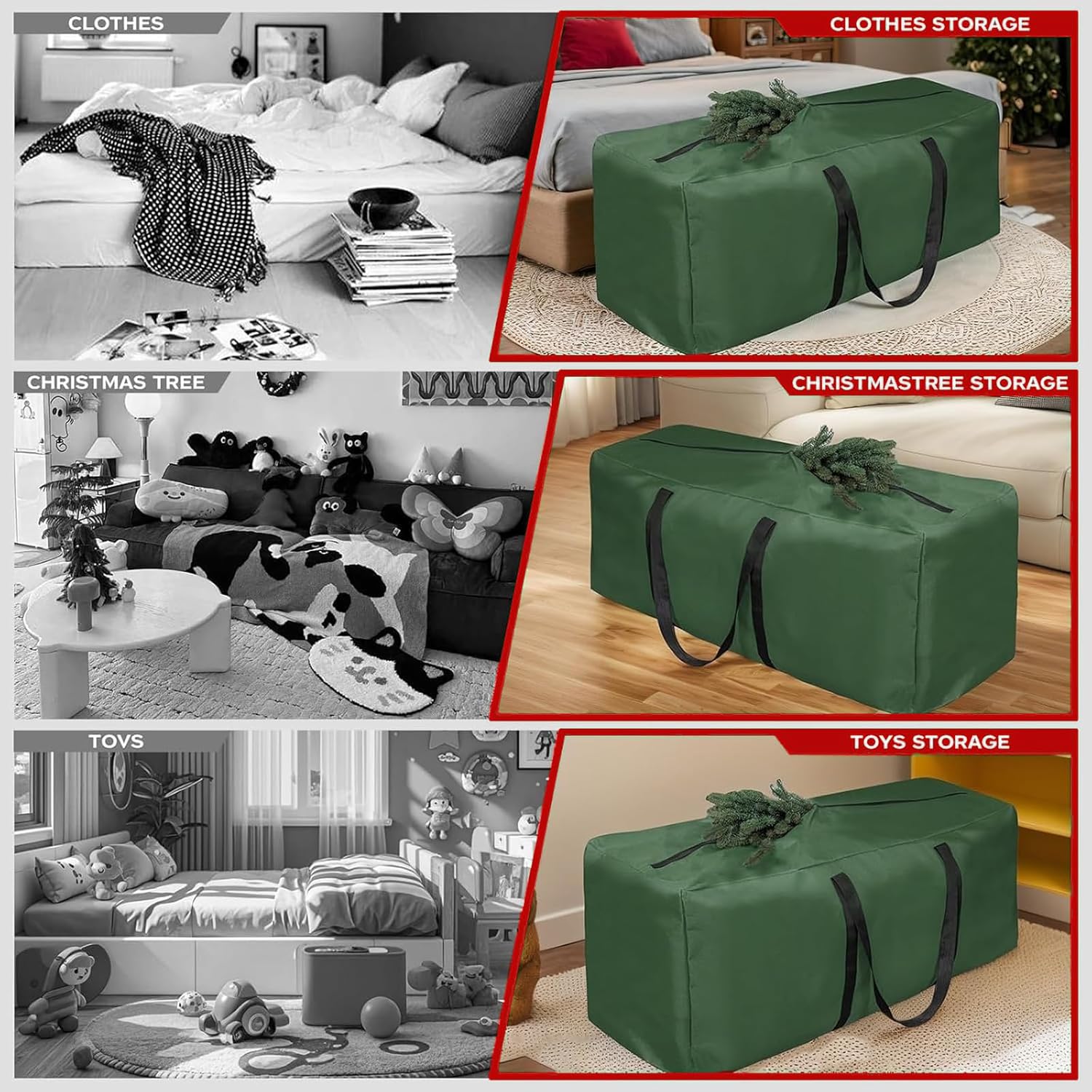 Skiennix Extra Large Christmas Tree Storage Bag - Waterproof & Heavy-Duty | Fits 9-12 Ft Trees, 68" L x 20" H x 30" W