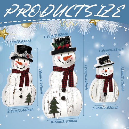 Barydat Christmas Snowman Wooden Decorations - Rustic Table Centerpieces for Holiday Cheer